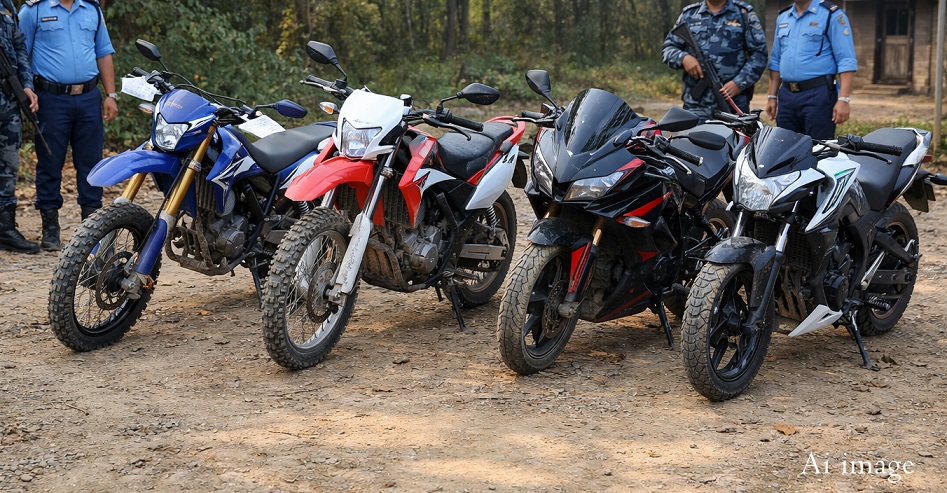 कैलालीमा भन्सार चोरी गरी ल्याइएका ७ मोटरसाइकल बरामद